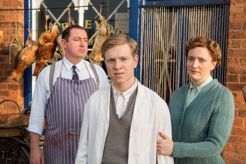 HOME FIRES EPISODE 1 Pictured: CLAIRE PRICE as Miriam Brindsley, DANIEL RYAN as Bryn Brindsley and WILL ATTENBOROUGH as David Brindsley. Photographer: STUART WOOD This image is the copyright of ITV and must be credited. The images are for one use only and to be used in relation to Home Firs, any further charge could incur a fee.